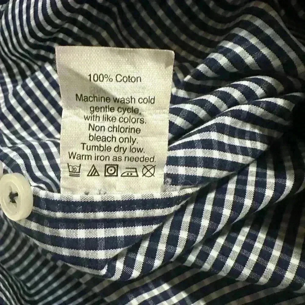 J. Crew 80's 2 Ply Thompson Shirtings Mens L 16-16.5 Blue Checkered Long Sleeve